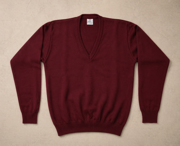 Sweater en V - Bordo colegial