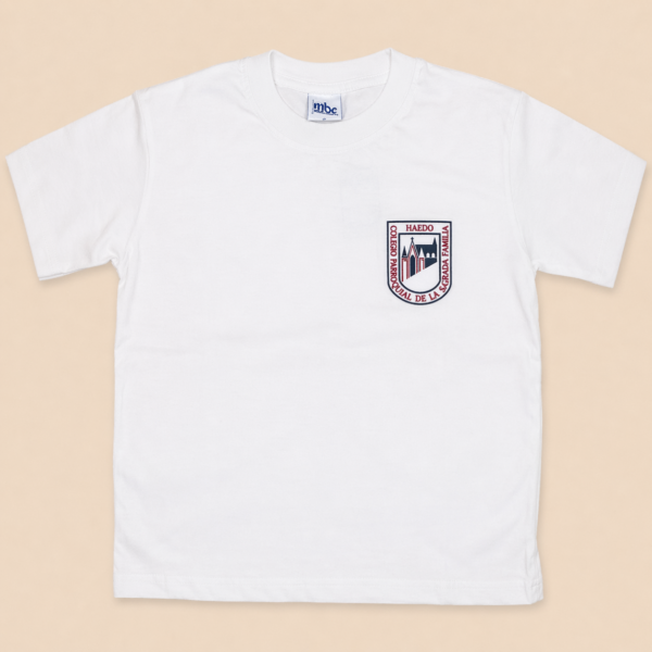 Remera blanca - Uniforme Colegio Sagrada Familia / Padre Osimato / Adveniat.