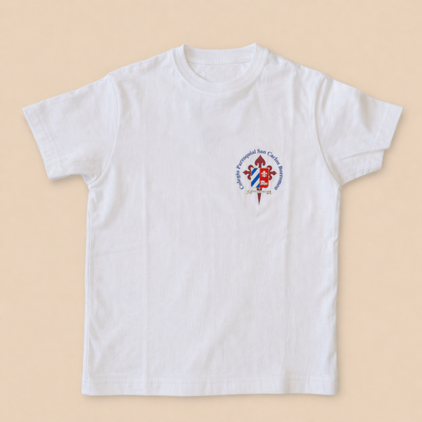 Remera blanca - Uniforme Colegio San Carlos Borromeo.