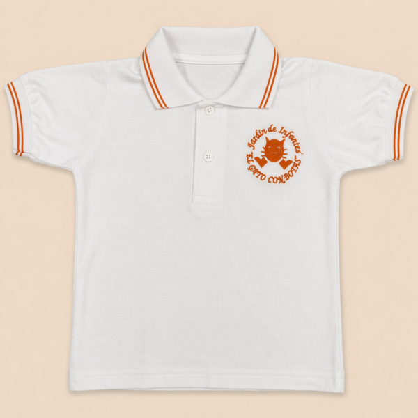 Chomba blanca - Uniforme Jardín Gato con botas.