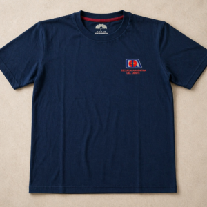 8ef55604-d3b1-4d75-9620-c772b0973e7b Remera azul cuello redondo - uniforme Escuela Argentina del Oeste.