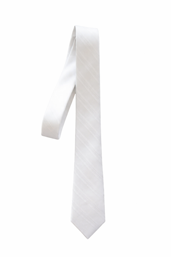 Corbata labrada blanca