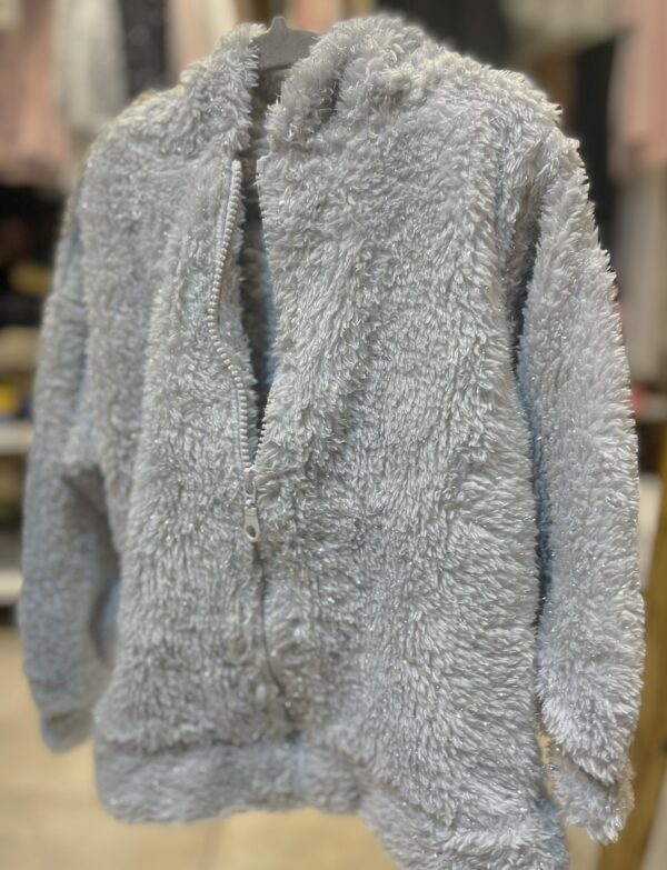 Campera gris corderito brilloso