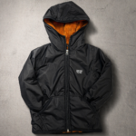 Campera impermeable forrada negro - naranja