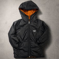 Campera impermeable forrada negro - naranja