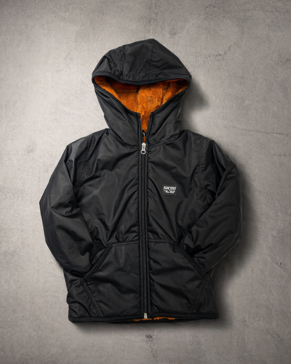 Campera impermeable forrada negro - naranja