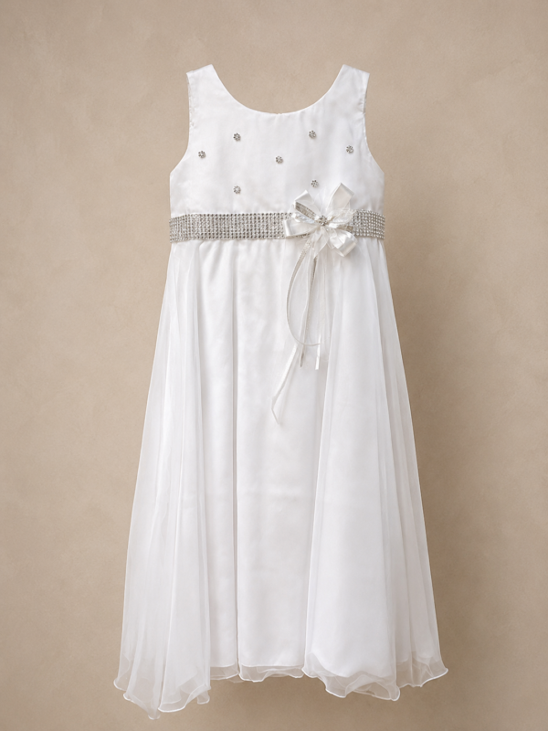 Vestido lazo con brillantes.