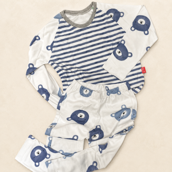 PIYAMA OSOS3 Pijama rayado azul + osos